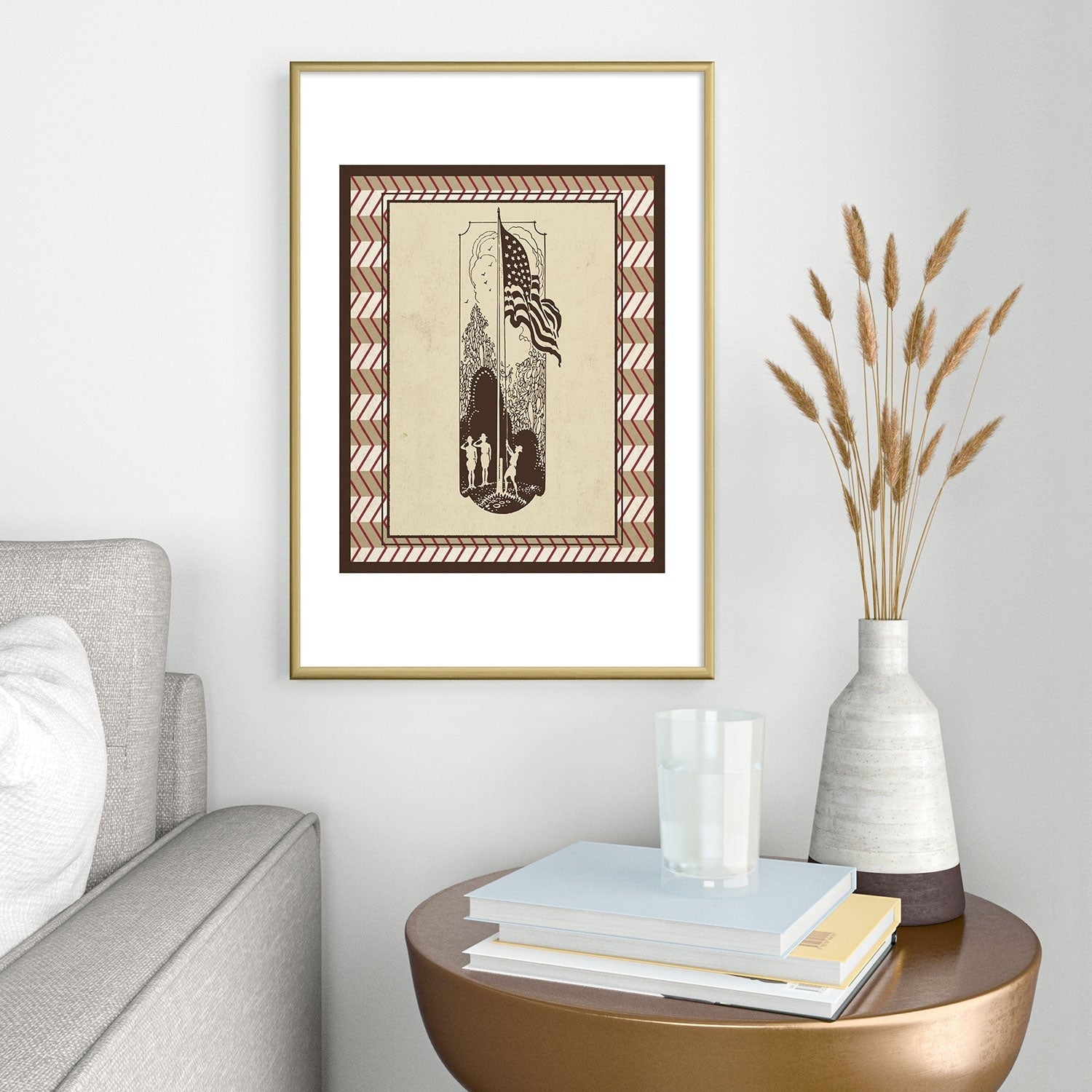 DENY Designs Flag Raisers Striped Square Metal Framed Art Print