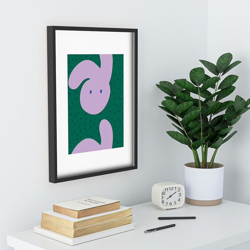 Camilla Foss Pebbles and Rabbit Recessed Framing Rectangle
