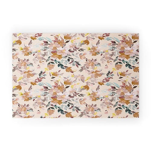 Ninola Design Botanic Retreat Floral Oleander Whimsical Soft Pink Welcome Mat