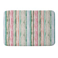Ninola Design Botanic Retreat Watercolor Stripes Green Orange Red Memory Foam Bath Mat