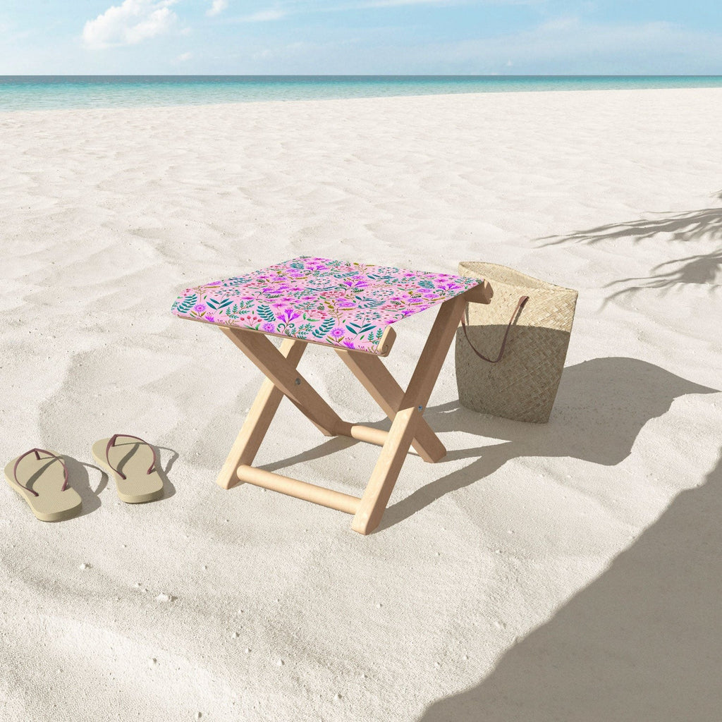 Pimlada Phuapradit Ditsy Purple Floral Half Drop Folding Stool