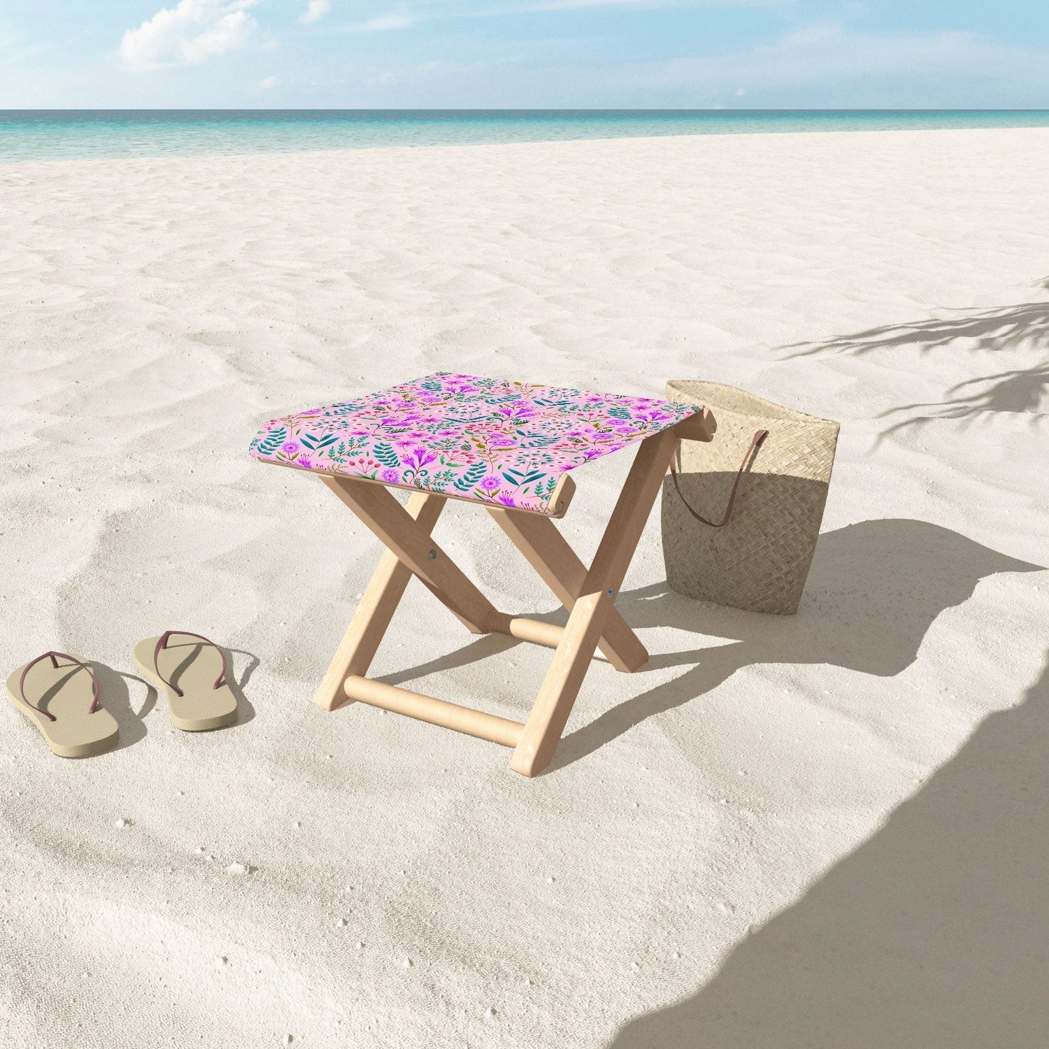 Pimlada Phuapradit Ditsy Purple Floral Half Drop Folding Stool