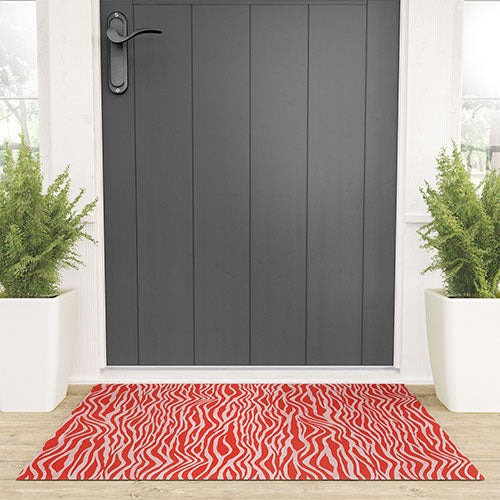 Avenie BR Red Zebra Stripe Welcome Mat
