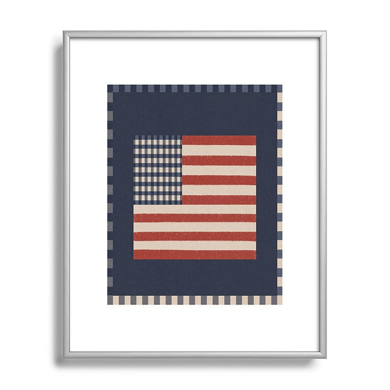 DENY Designs Gingham Flag Metal Framed Art Print