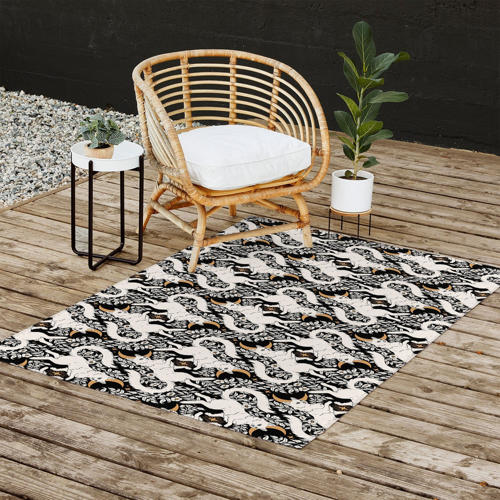 Avenie Celestial Cats Gold Outdoor Rug