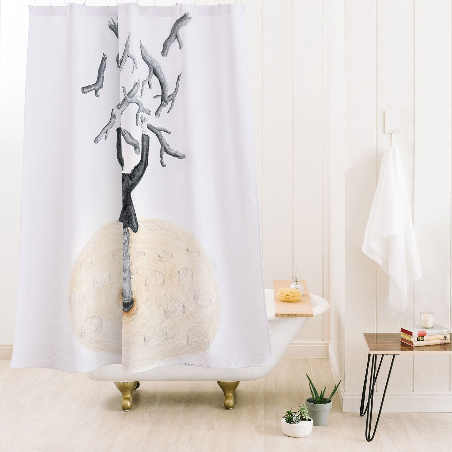 Coco de Paris Wood in the sky Shower Curtain