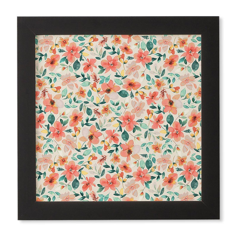 Ninola Design Botanic Retreat Tropical Whimsical Flowers Coral Green Framed Wall Art