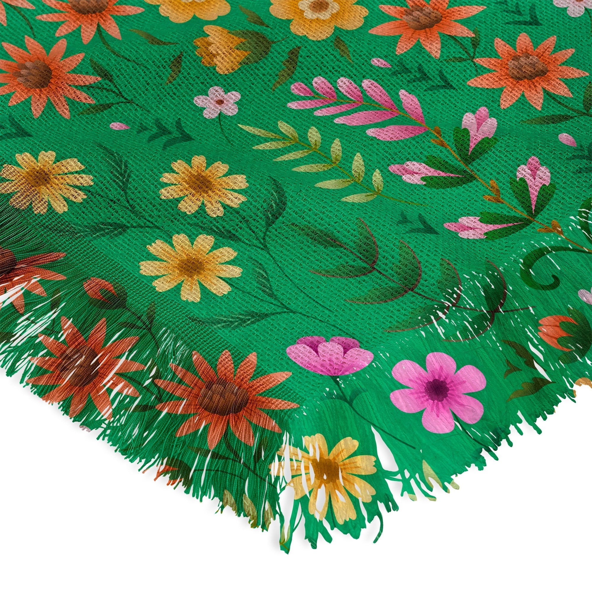 Pimlada Phuapradit Ditsy Spring Floral Green Throw Blanket