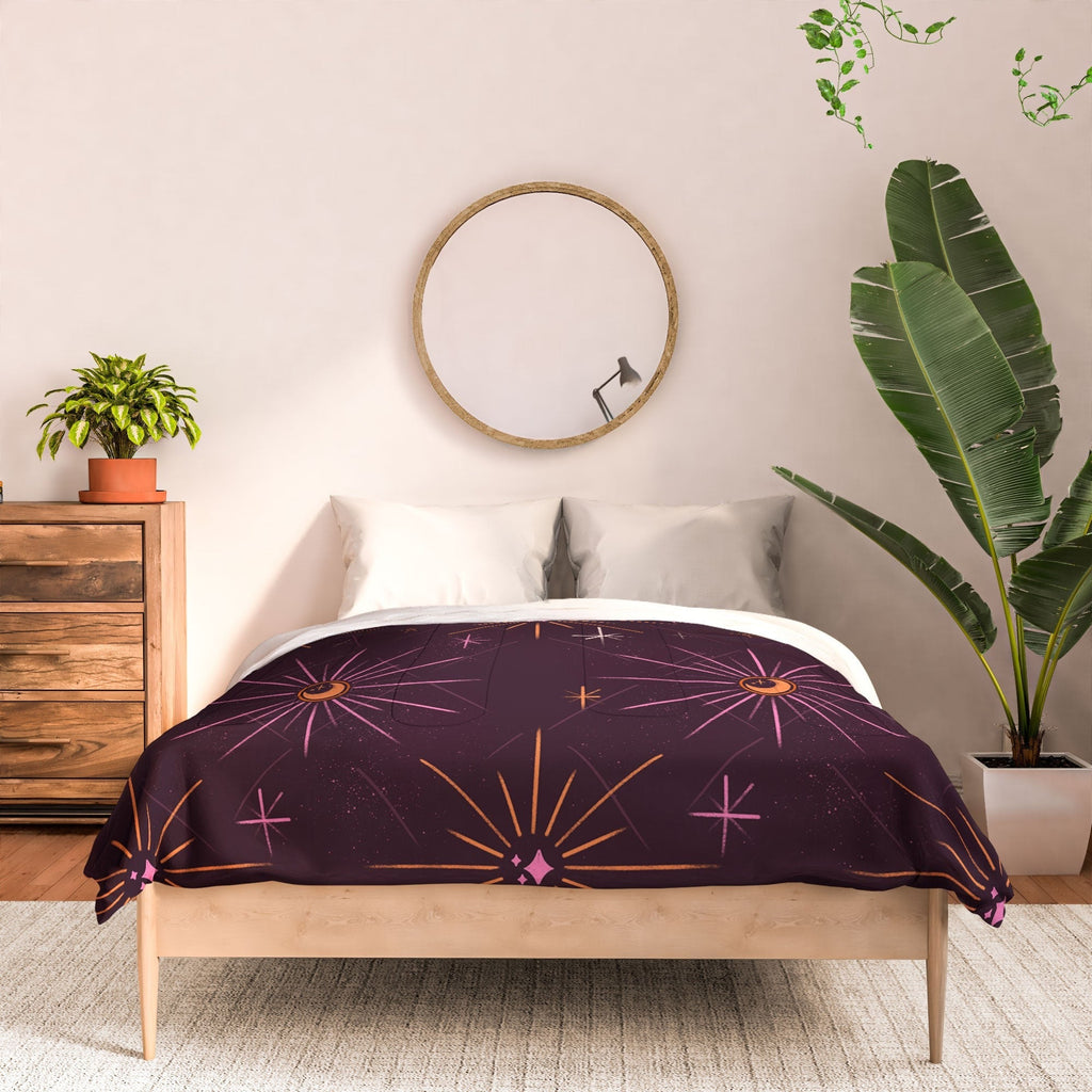Little Om Pattern Little Moon plum Comforter