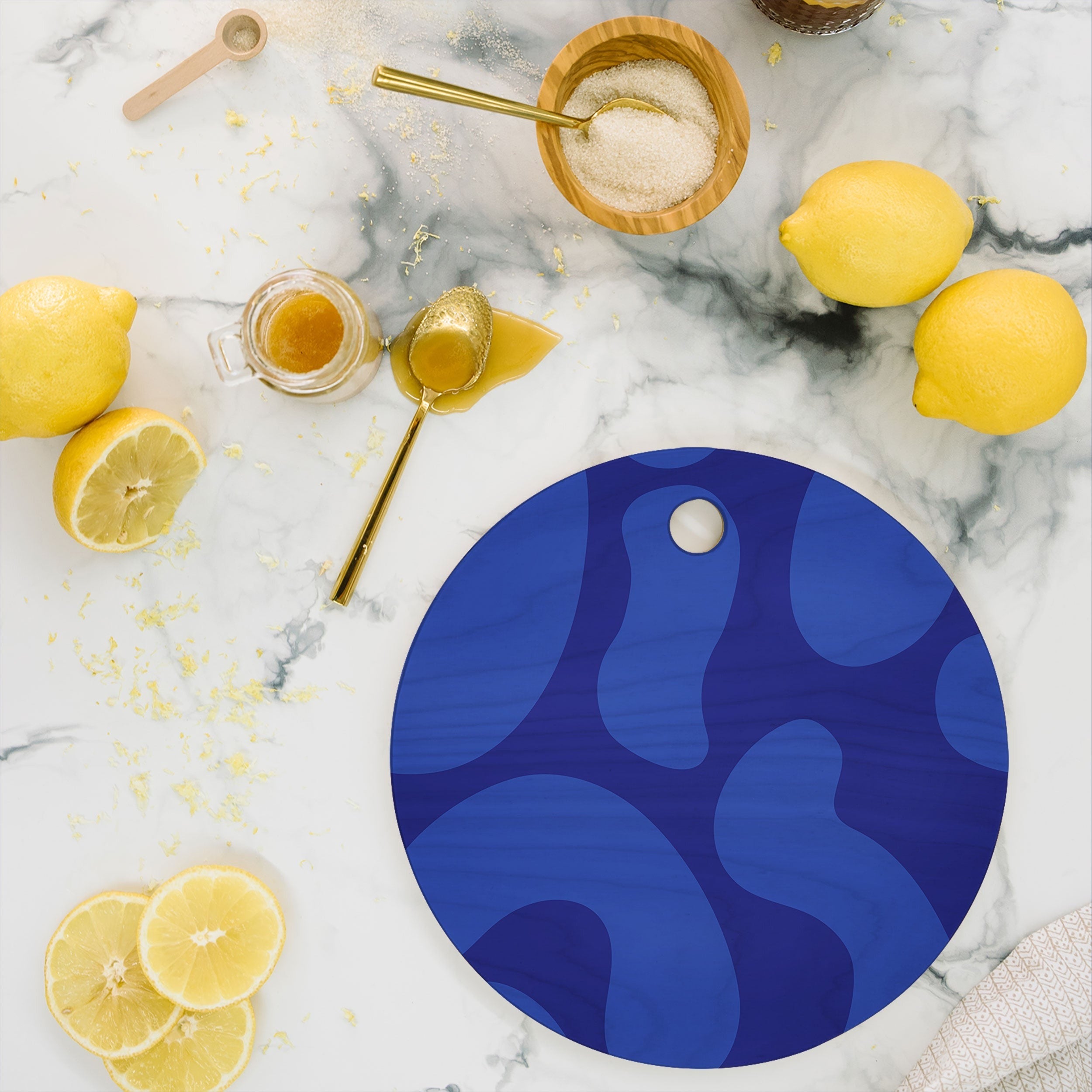 Camilla Foss Blue Pebble Cutting Board Round