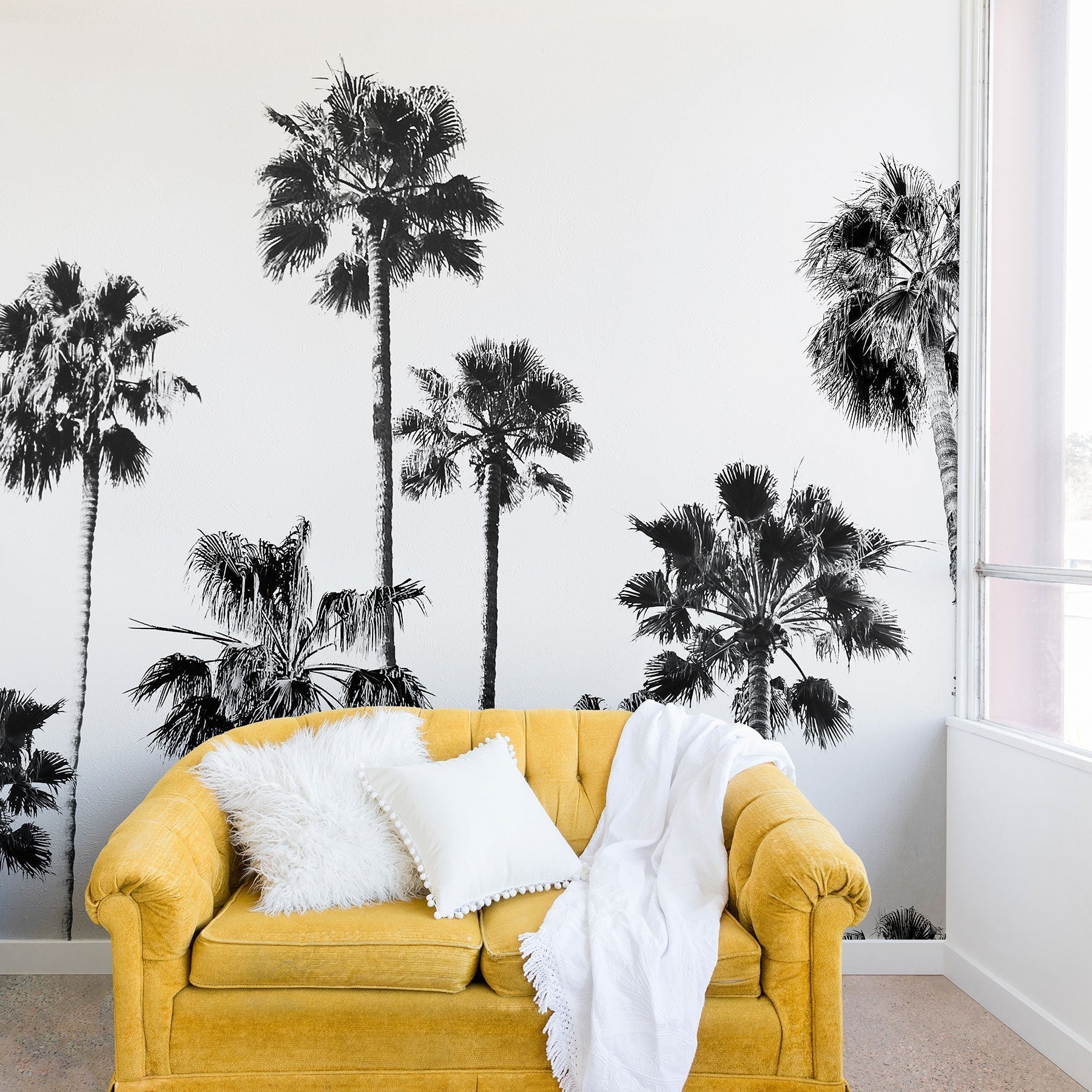 Gal Design Black And White Palms Wall Mural