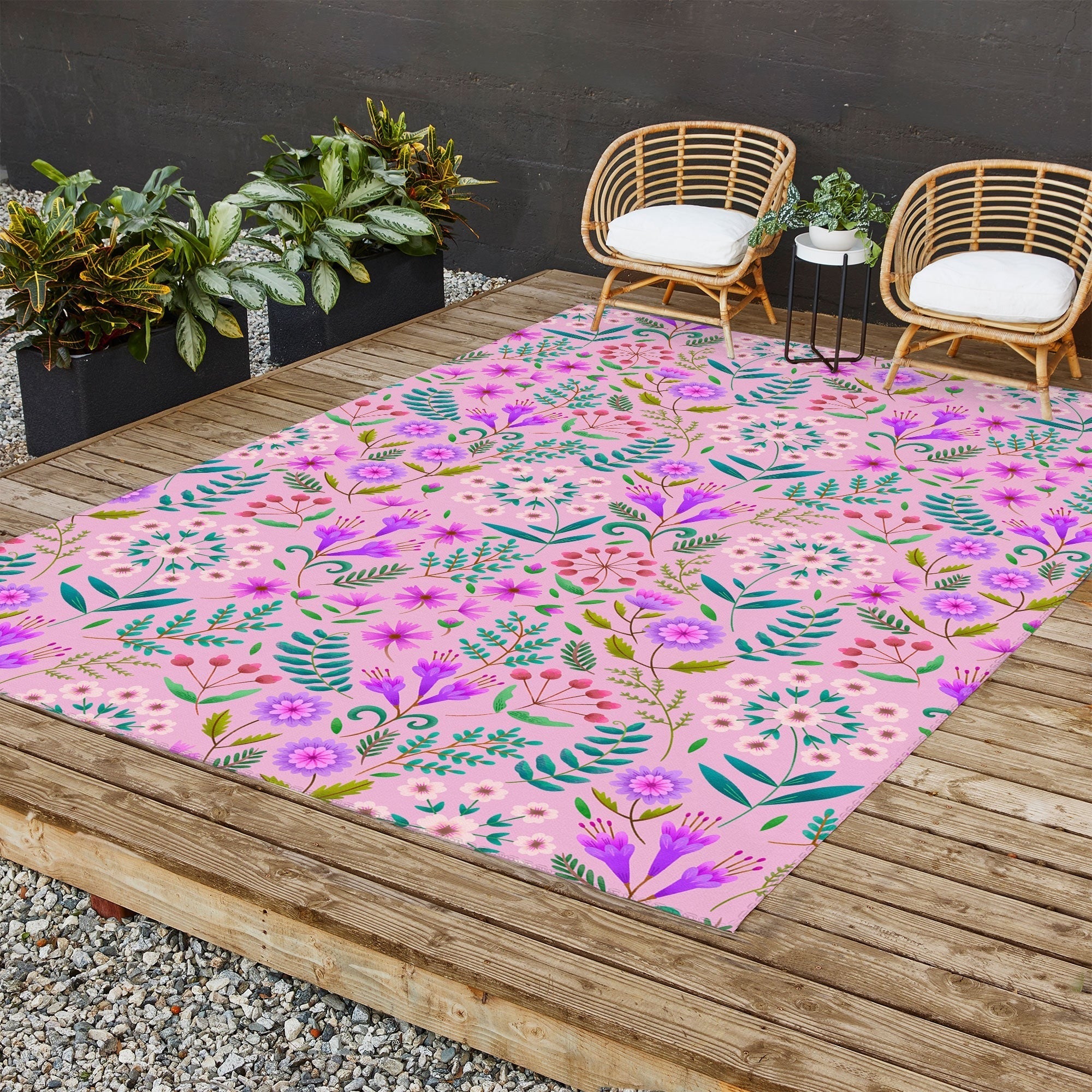 Pimlada Phuapradit Ditsy Purple Floral Half Drop Outdoor Rug