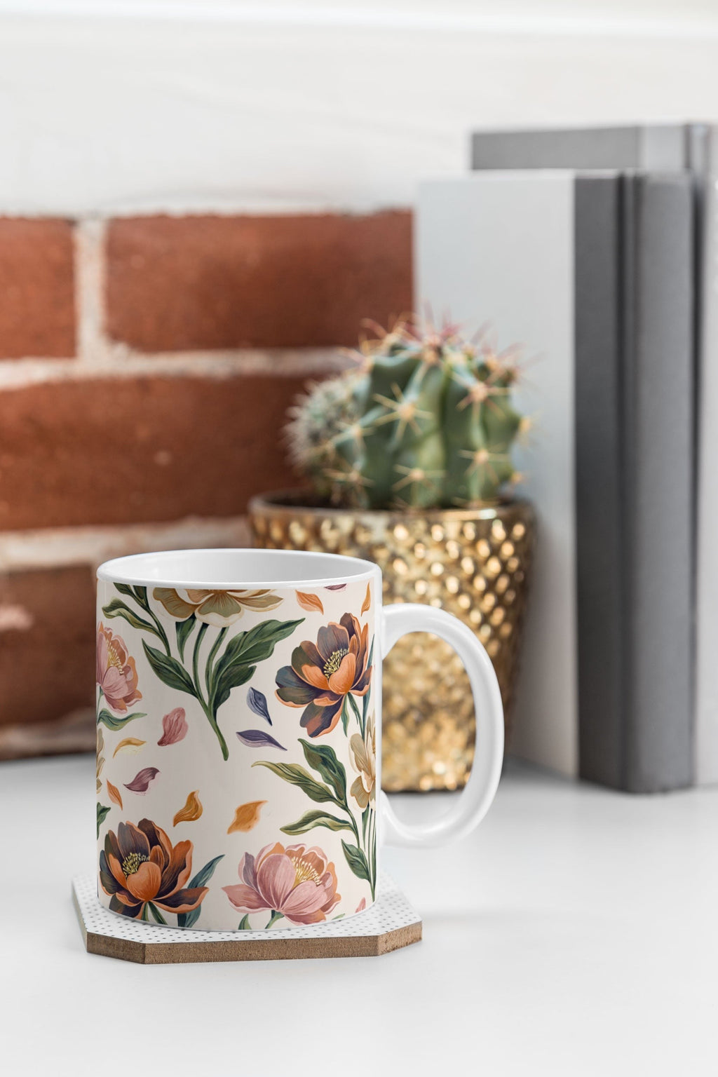 Marta Barragan Camarasa Hand Painted Peony Florals Coffee Mug