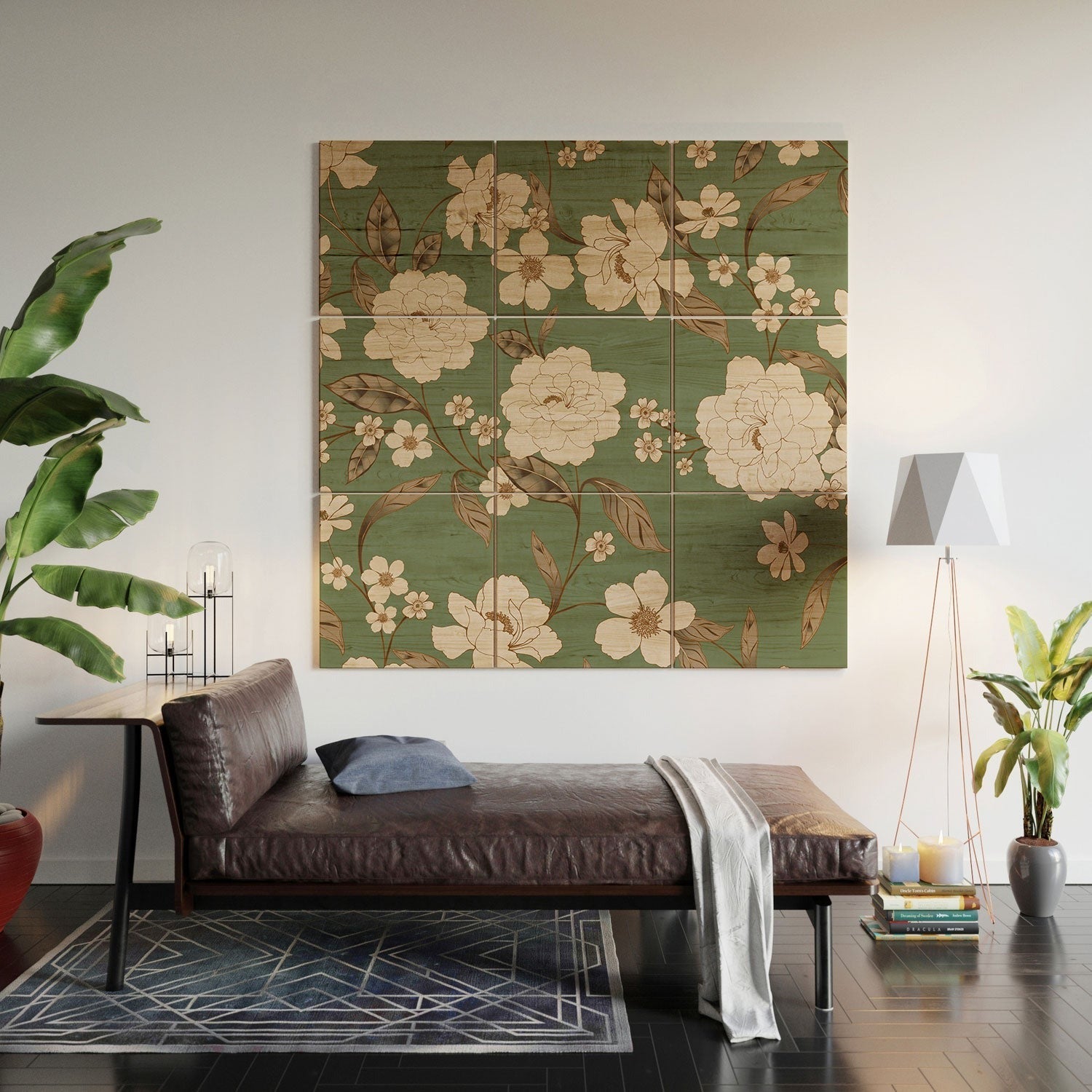 Gabriela Fuente Olive Floral Roberta Wood Wall Mural