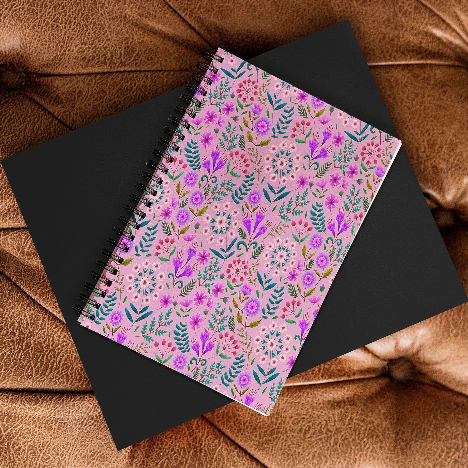 Pimlada Phuapradit Ditsy Purple Floral Half Drop Spiral Notebook