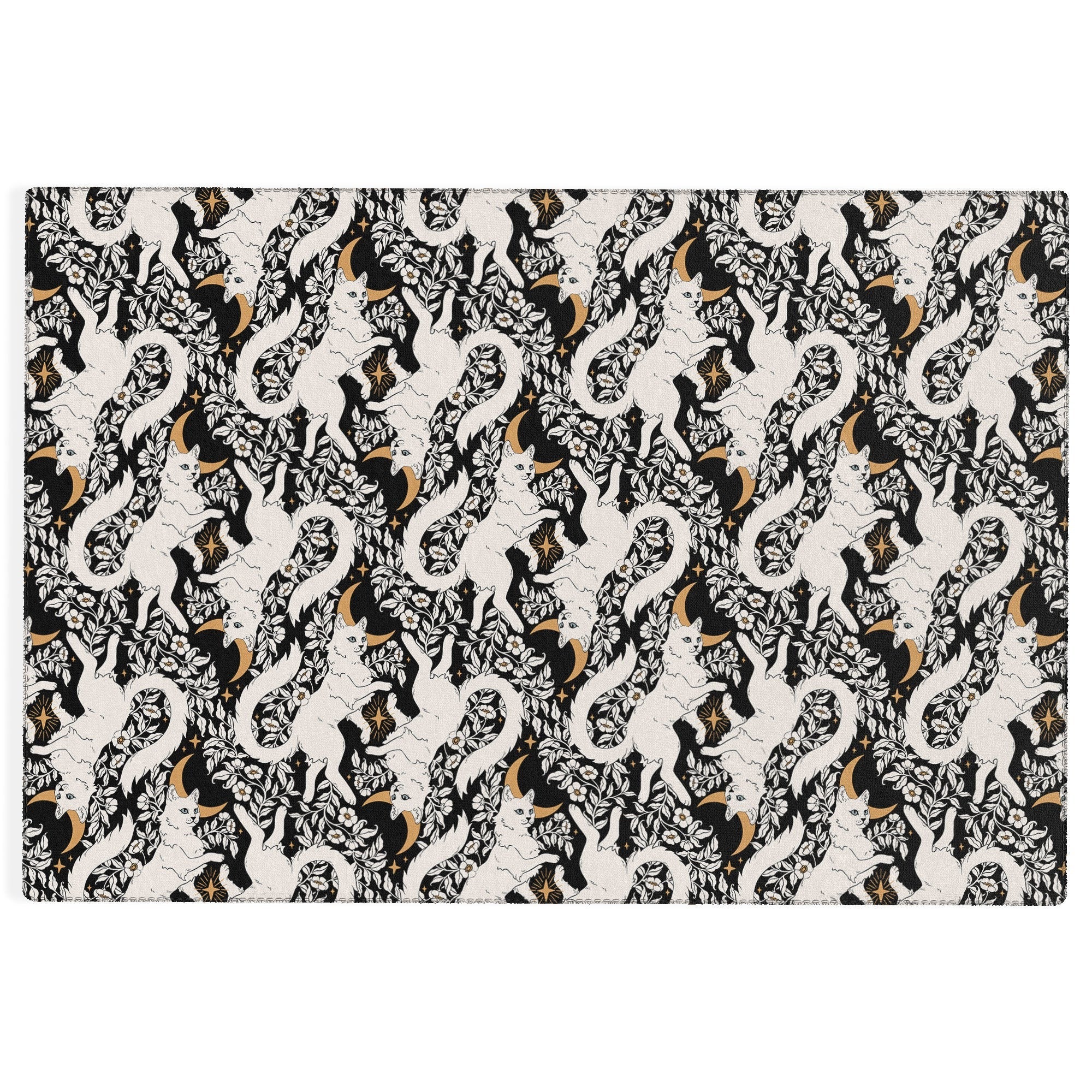 Avenie Celestial Cats Gold Outdoor Rug