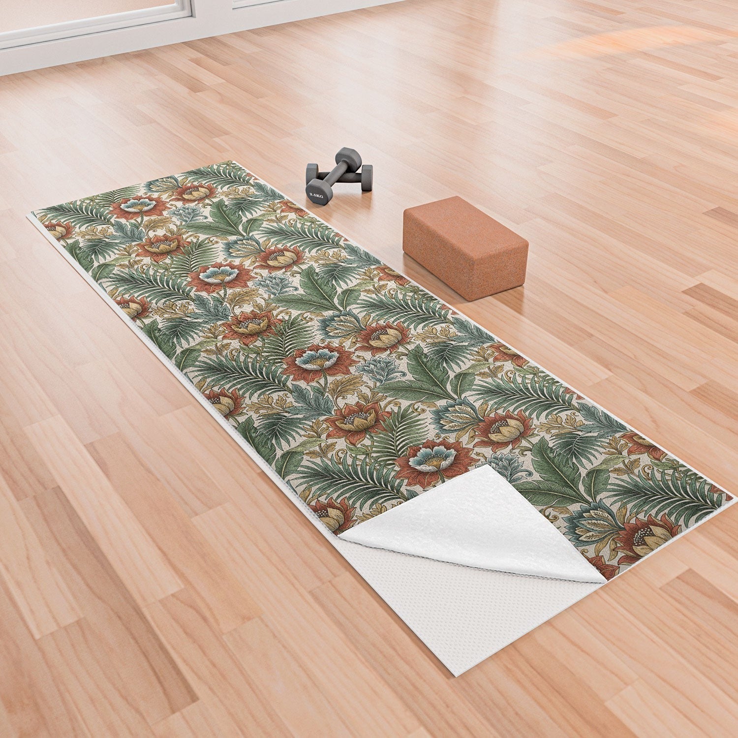 Marta Barragan Camarasa Retro Jungle Garden Yoga Towel