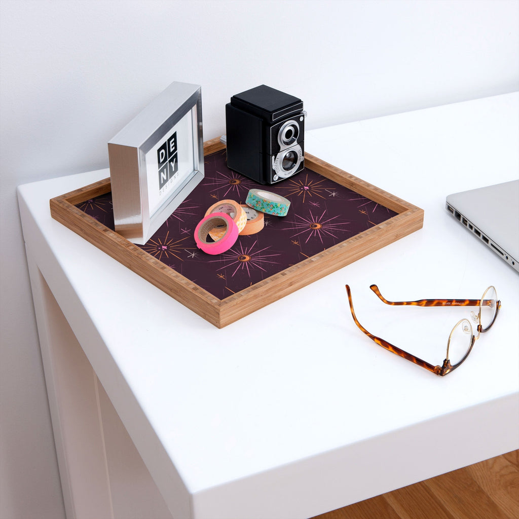 Little Om Pattern Little Moon plum Square Tray