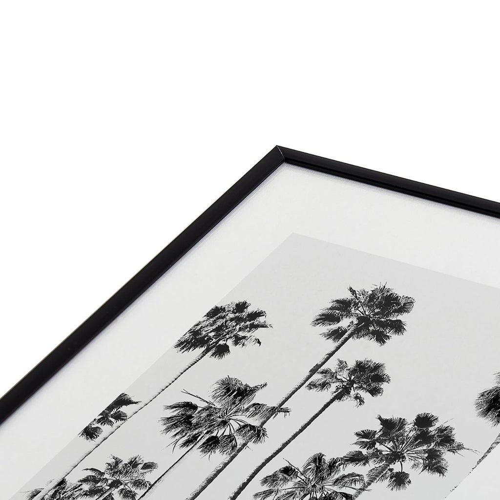 Gal Design Black And White Palms Metal Framed Art Print