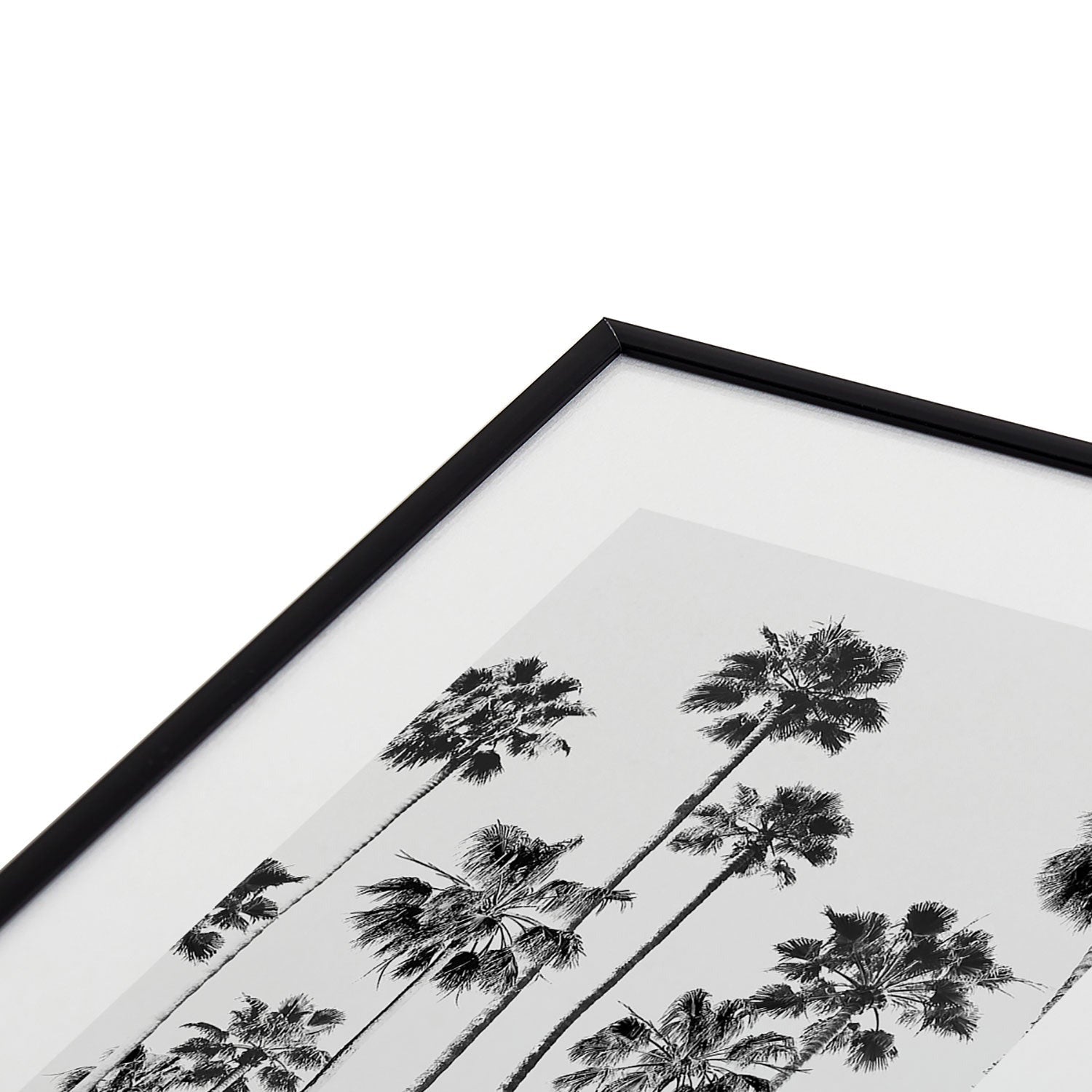 Gal Design Black And White Palms Metal Framed Art Print