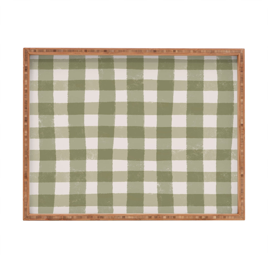 Menina Lisboa Rustic Green Plaid Rectangular Tray