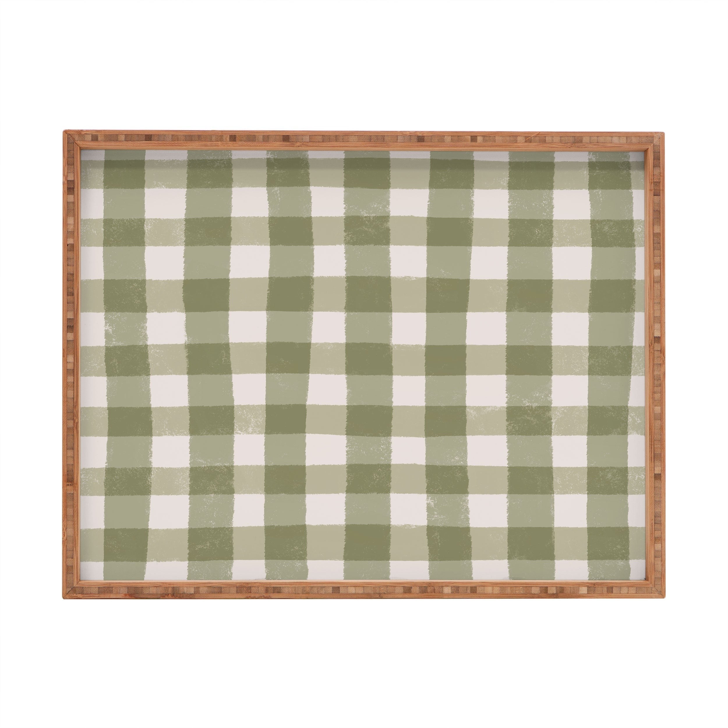 Menina Lisboa Rustic Green Plaid Rectangular Tray