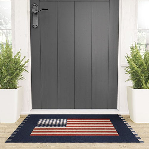 DENY Designs Gingham Flag Welcome Mat