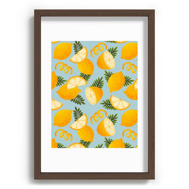 Jessica Molina Lemon Pattern on Sky Blue Recessed Framing Rectangle