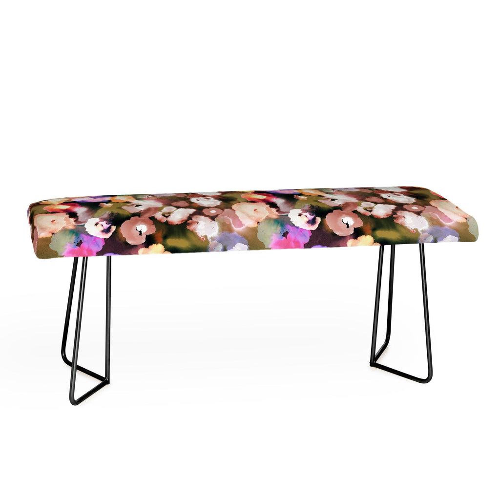 Ninola Design Botanic Retreat Ombre Abstract Watercolor Flowers Pink gold Bench