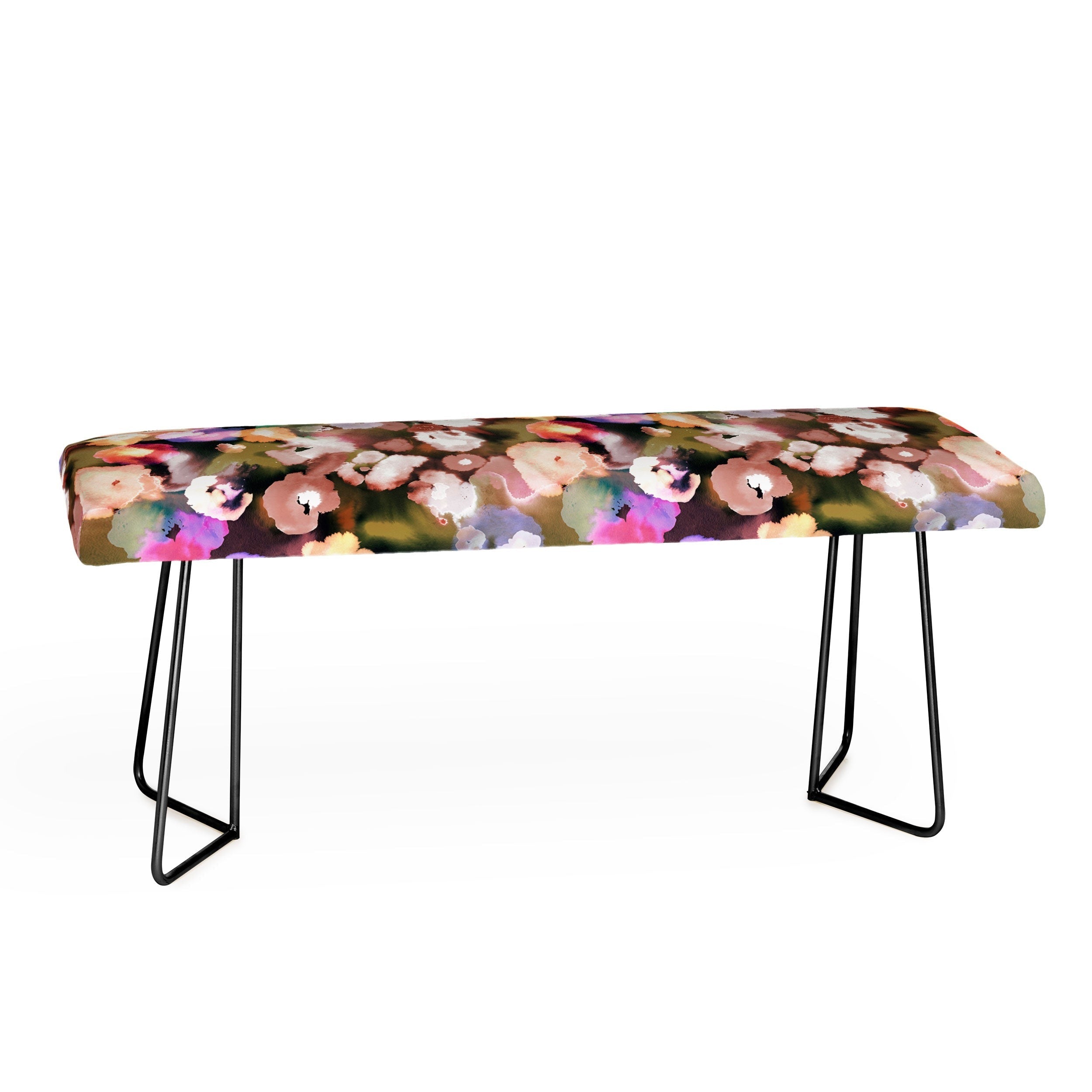 Ninola Design Botanic Retreat Ombre Abstract Watercolor Flowers Pink gold Bench