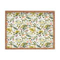 Ninola Design Botanic Retreat Tropical Jungle Leaves Botanical Green Orange Rectangular Tray