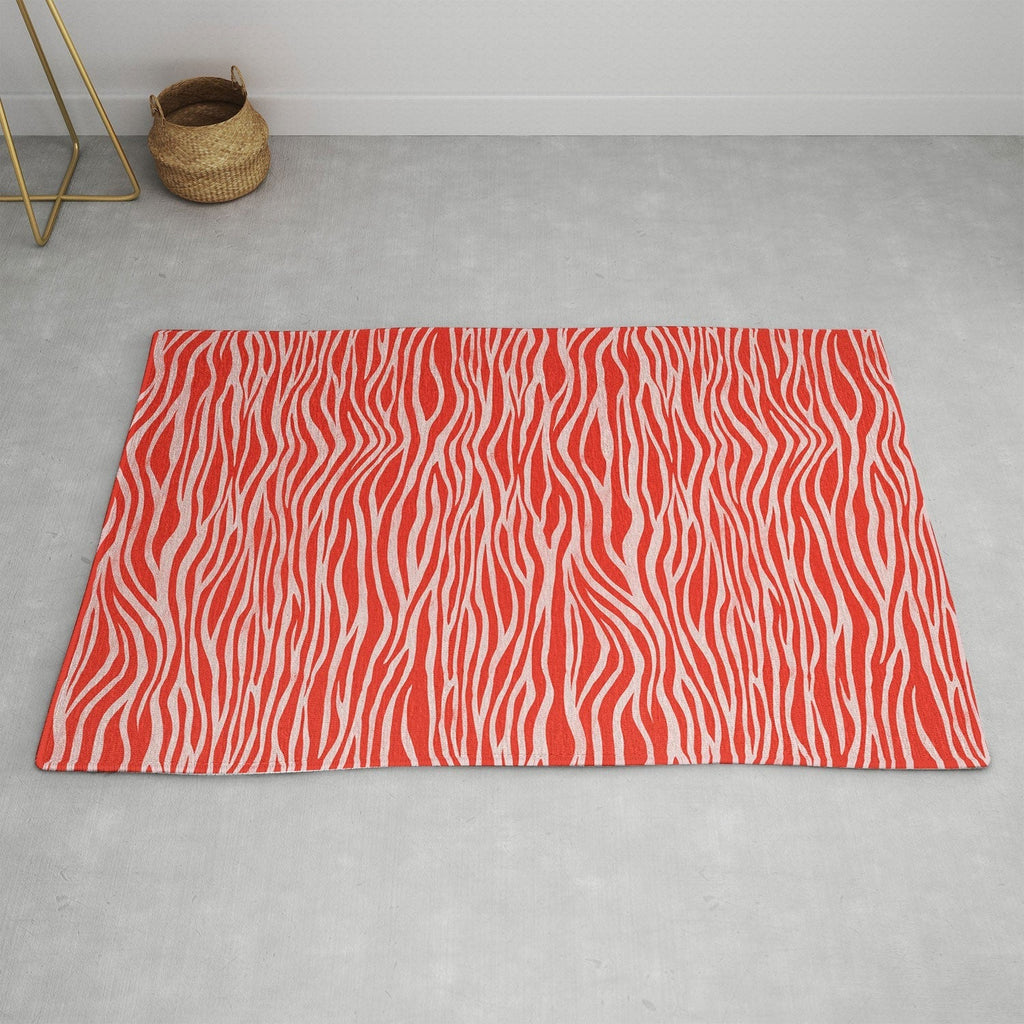 Avenie BR Red Zebra Stripe Area Rug