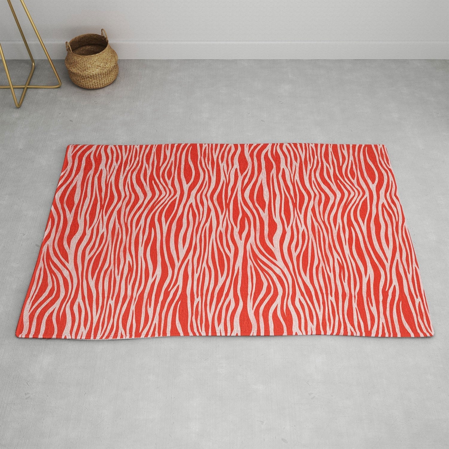 Avenie BR Red Zebra Stripe Area Rug