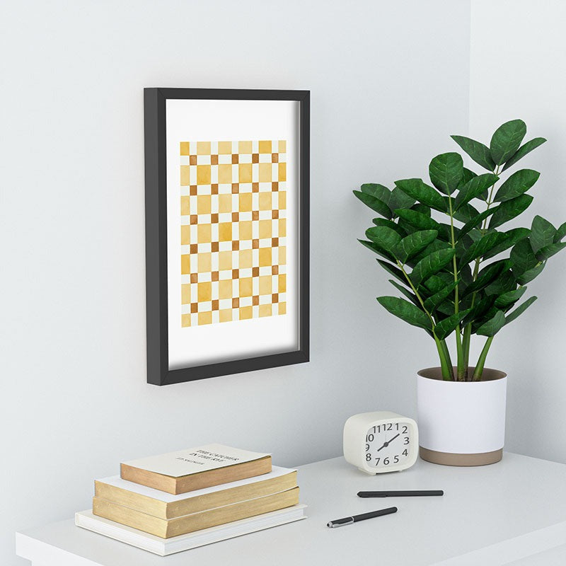 Ninola Design Everyday Artifact Checker Mosaic Tiles Geometry Yellow Recessed Framing Rectangle