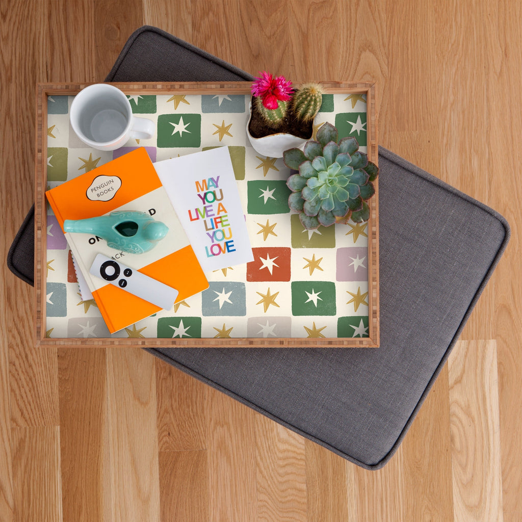 LouBruzzoni Retro Star Block Pattern Rectangular Tray