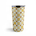 Ninola Design Everyday Artifact Checker Mosaic Tiles Geometry Yellow Travel Mug