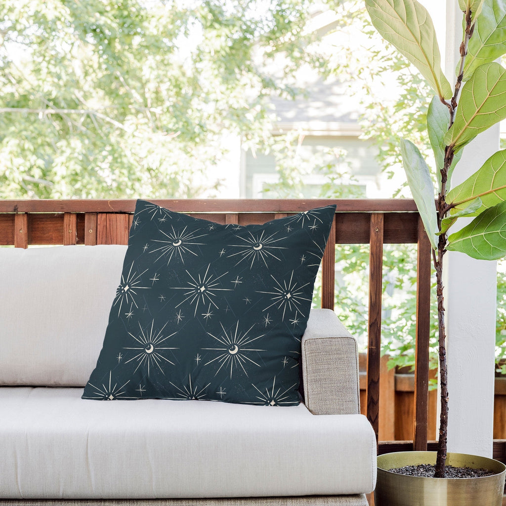 Little Om Pattern Little Moon navy Outdoor Throw Pillow