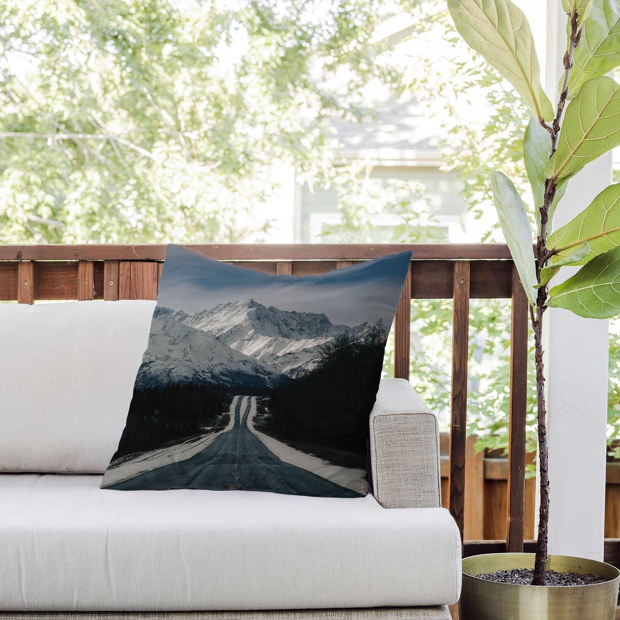 Hannah Kemp Alaska Drive Outdoor Throw Pillow