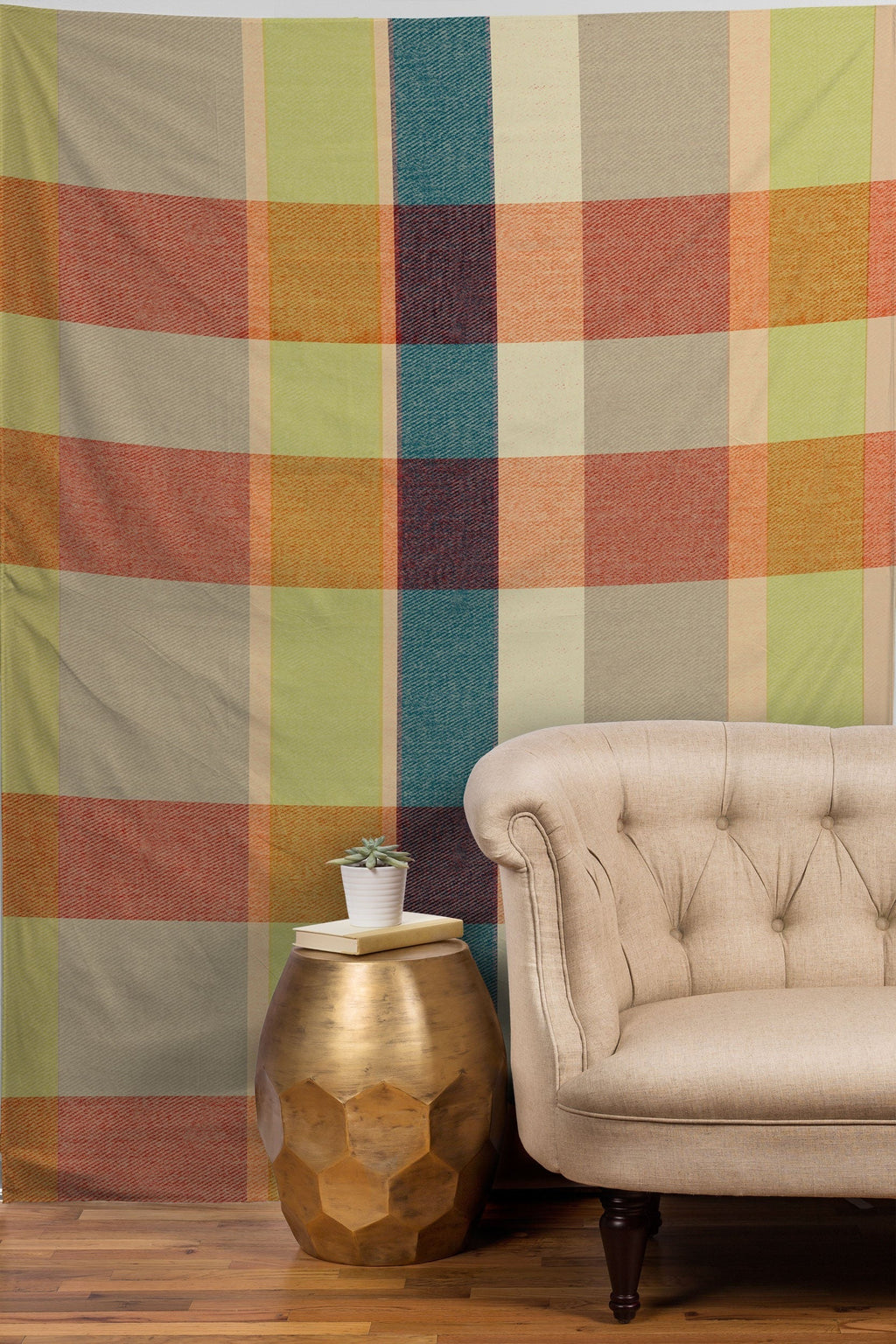 Marta Barragan Camarasa Retro Picnic Plaid Warm Tones Tapestry