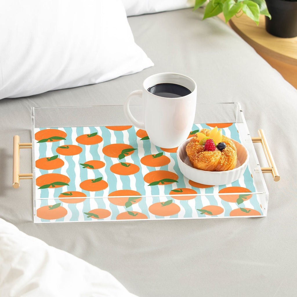 Design by Spark Zesty Oranges and Stripes Acrylic Tray