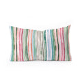 Ninola Design Botanic Retreat Watercolor Stripes Green Orange Red Oblong Throw Pillow