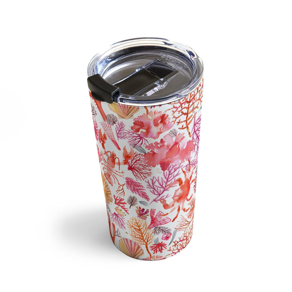 Ninola Design Botanic Retreat Coral Reef Crab Lobster Red Travel Mug