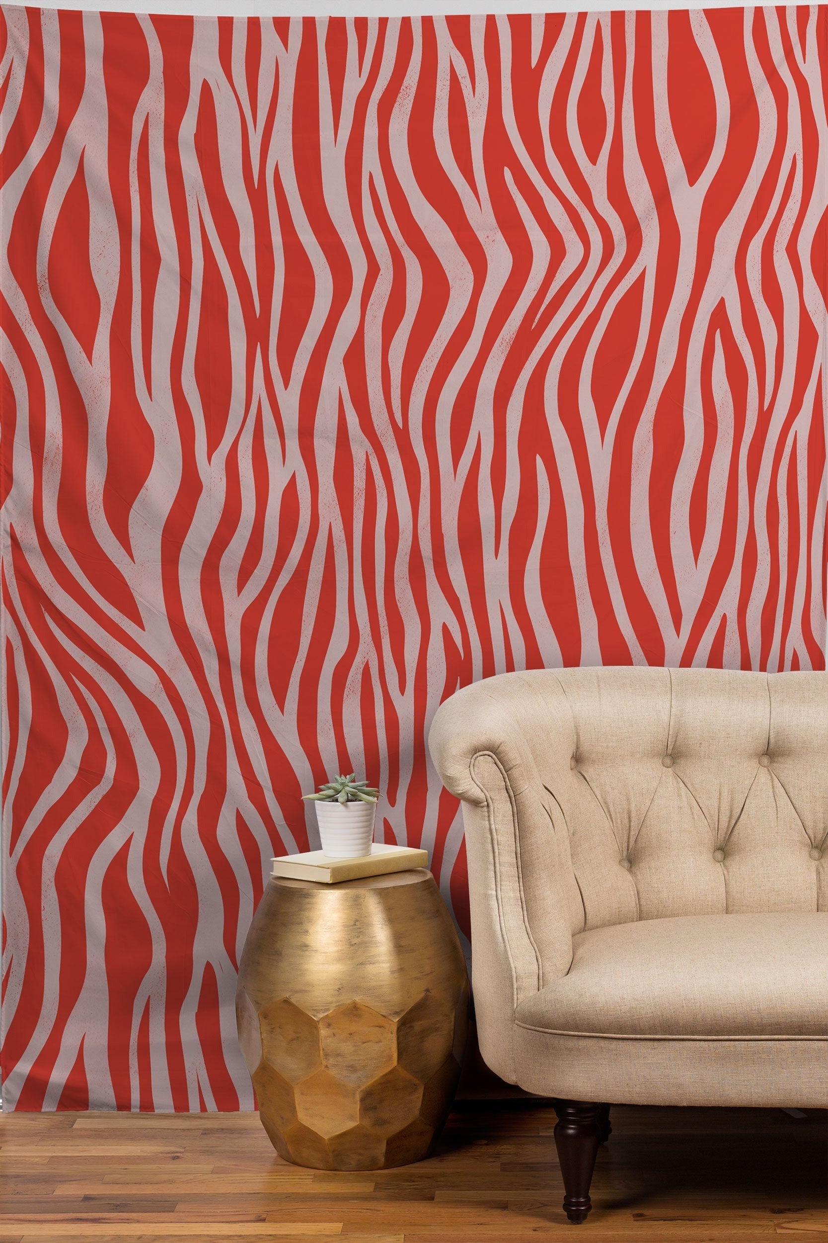 Avenie BR Red Zebra Stripe Tapestry