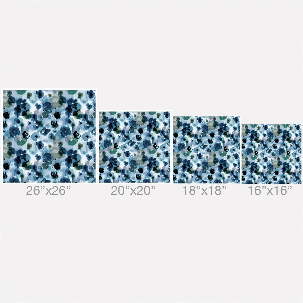Ninola Design Botanic Retreat Ombre Abstract Watercolor Flowers Blue Navy Outdoor Throw Pillow