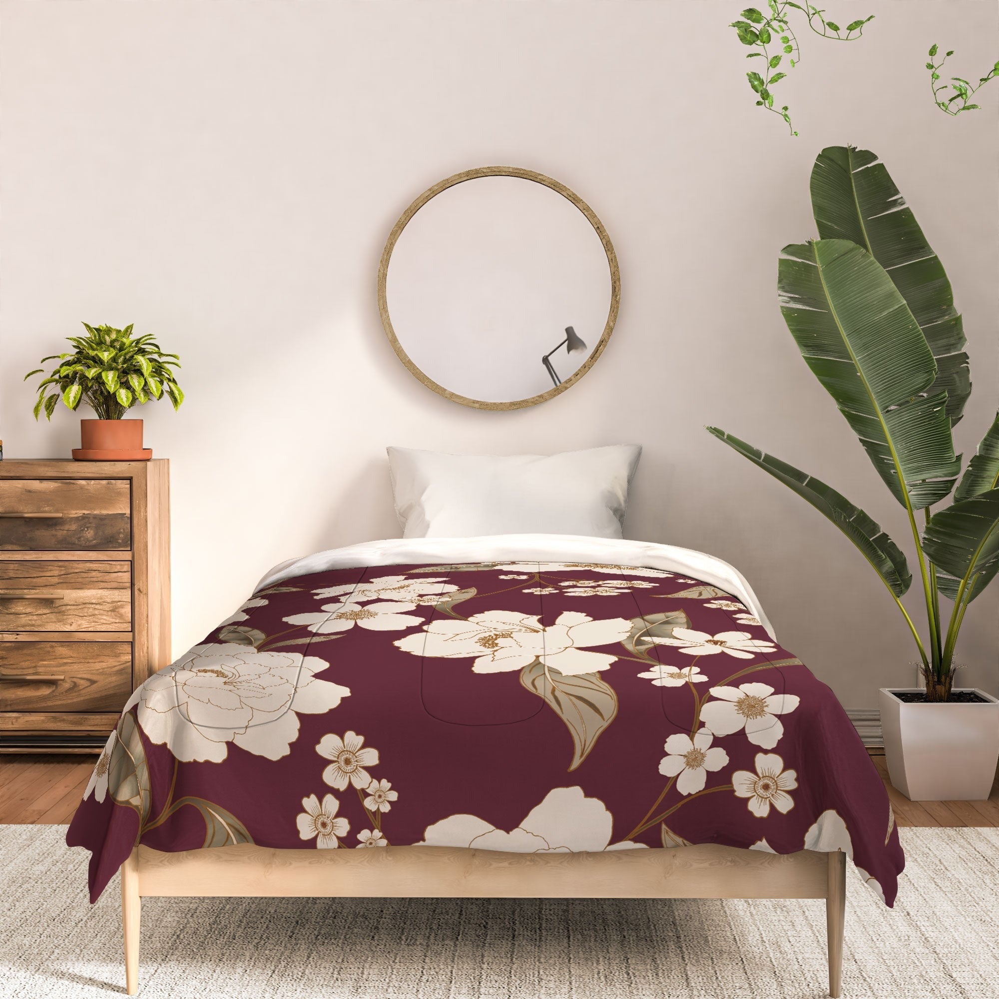 Gabriela Fuente Burgundy Floral Roberta Comforter