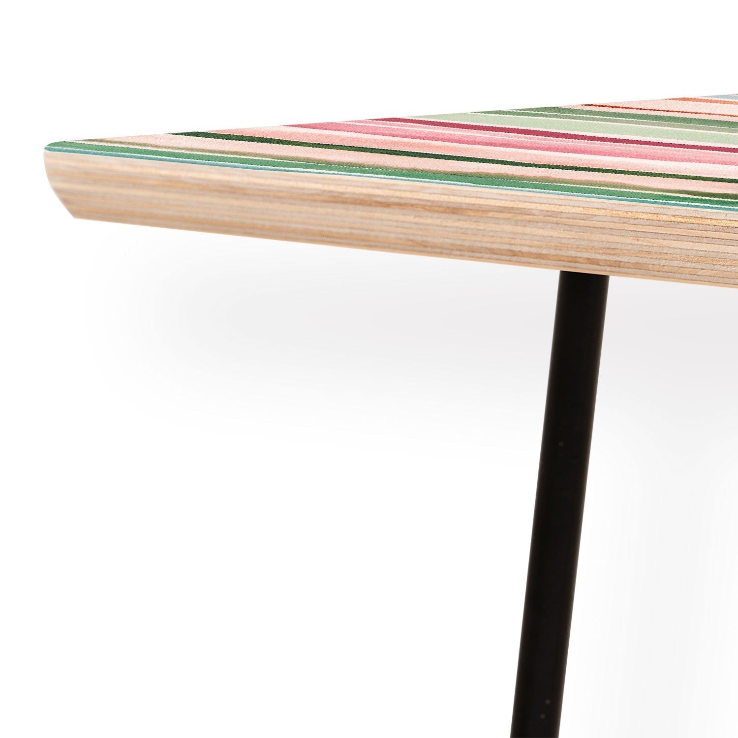 Ninola Design Botanic Retreat Watercolor Stripes Green Orange Red Coffee Table