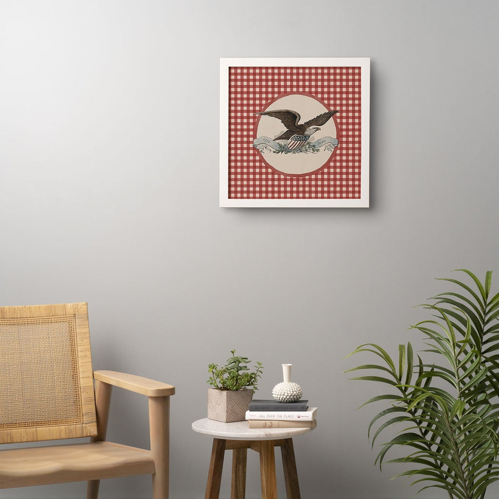 DENY Designs Gingham Eagle Framed Wall Art