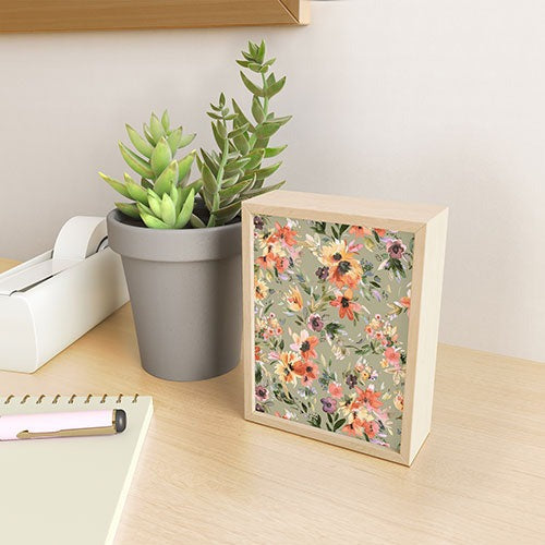 Ninola Design Botanic Retreat Painterly Tropical Flowers Sage Green Framed Mini Art Print