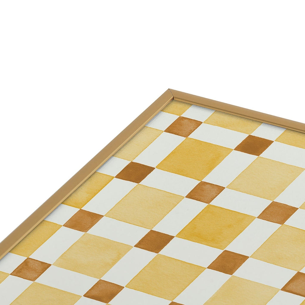 Ninola Design Everyday Artifact Checker Mosaic Tiles Geometry Yellow Square Metal Framed Art Print