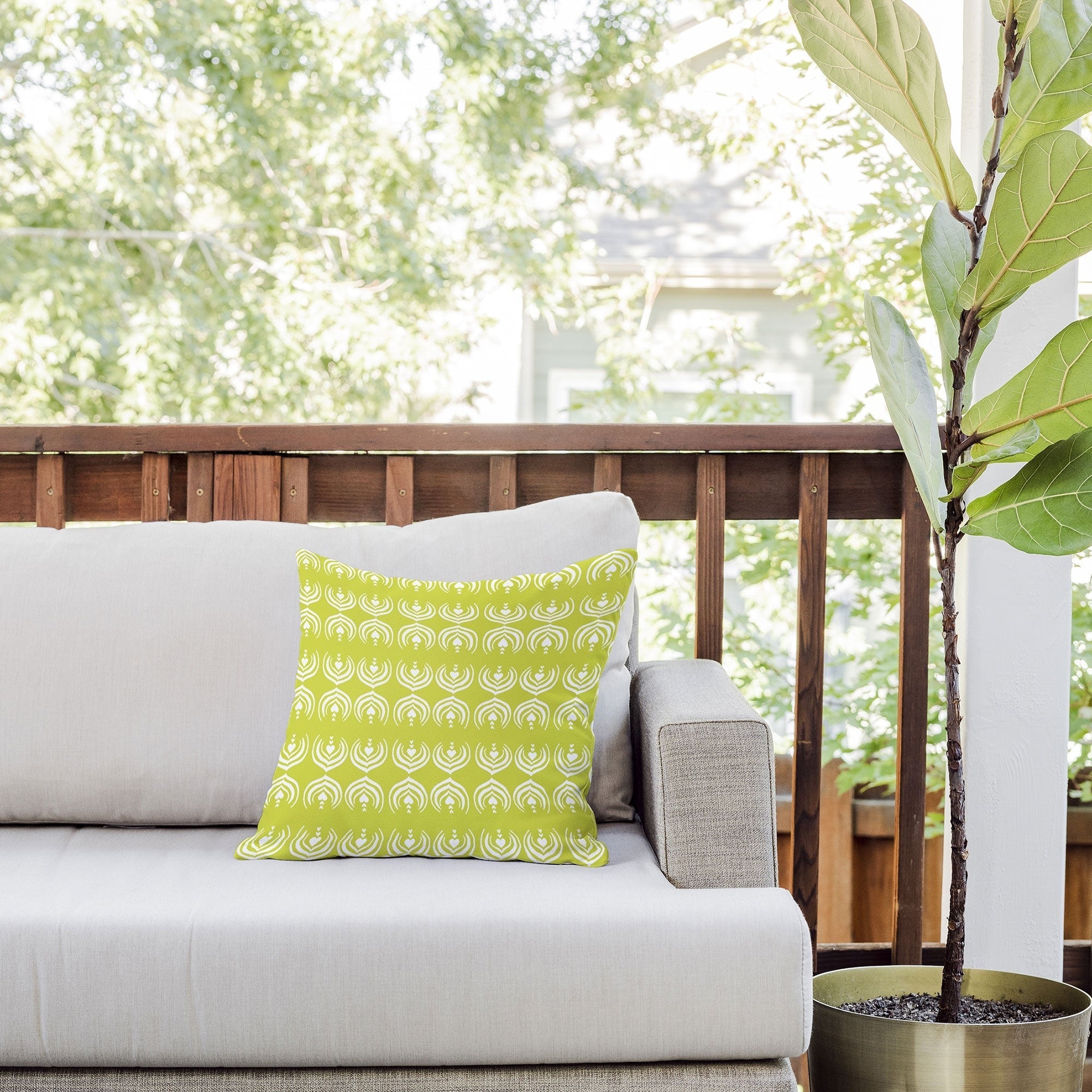 Design by Spark Matcha Latte Art Outdoor Throw Pillow
